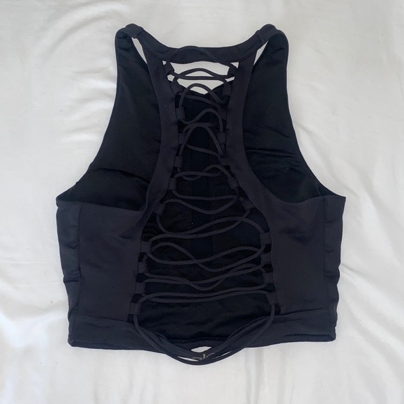 ALO YOGA Lace Up Cutout Movement Black Bra - Picture 5 of 6